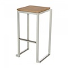 HorecaTraders Tabouret de bar Kubo Smart Bar Alu | Aluminium | Bois d'orme/Blanc | 4 pièces
