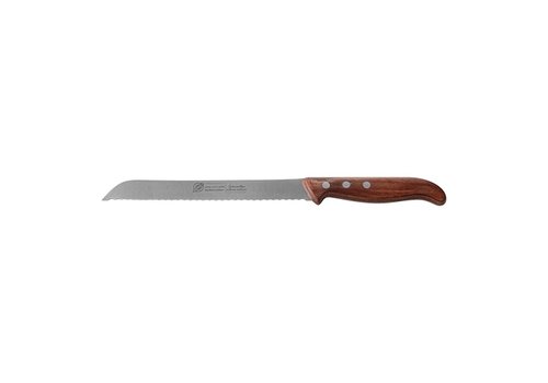  HorecaTraders Couteau à pain ondulé | acier inoxydable | Bois | 21 cm 