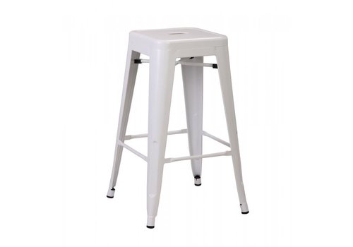  HorecaTraders Stackable Bar Stool Tolix | Steel | White | 4 pieces 