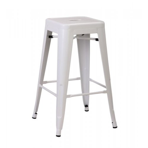  HorecaTraders Stapelbarer Barhocker Tolix | Stahl | Weiß | 4 Stück 