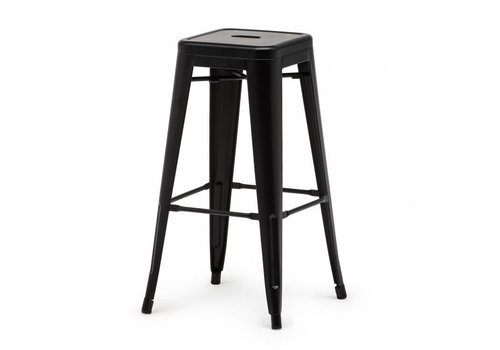  HorecaTraders Stackable Bar Stool Tolix | Steel | Black | 4 pieces 