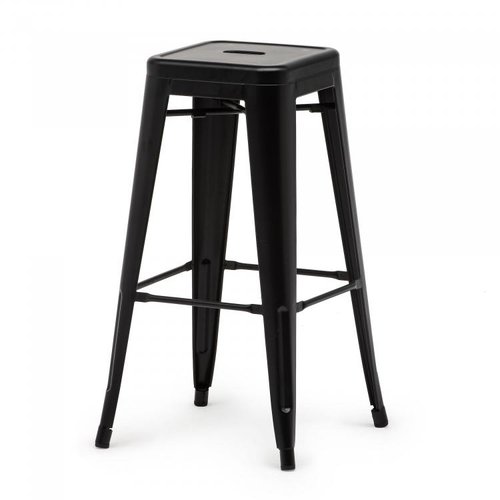  HorecaTraders Stackable Bar Stool Tolix | Steel | Black | 4 pieces 