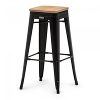 Stackable Bar Stool Tolix | Steel/Elm Wood | Black | 4 pieces