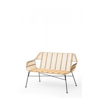 Stapelbare Bank Palme | PE-Rattan | Beige | 72 x 127 x 83 cm