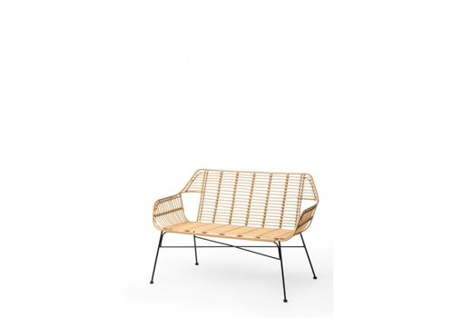  HorecaTraders Stapelbare Bank Palme | PE-Rattan | Beige | 72 x 127 x 83 cm 