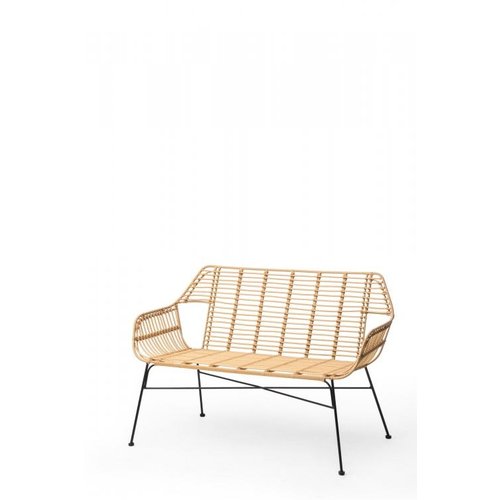  HorecaTraders Stapelbare Bank Palm | PE Rattan | Beige | 72 x 127 x 83 cm 