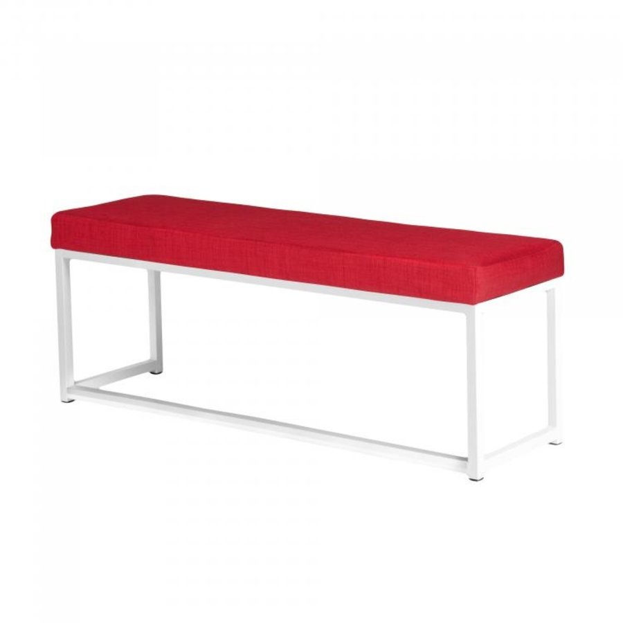 Bank | Stahl/Leinen | Weiß/Rot | 2 Stück