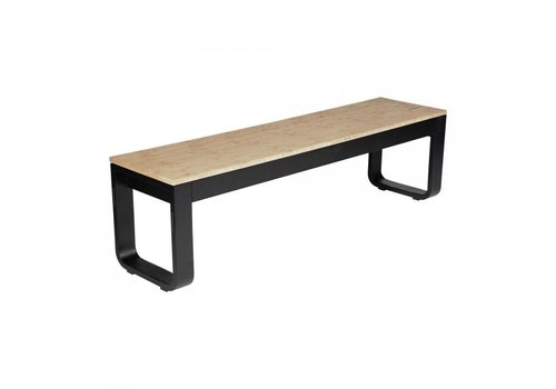  HorecaTraders Foldable Bench FLOW | Aluminum | Black/Bamboo | 160x40x45cm 