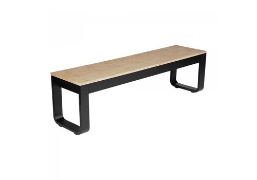  HorecaTraders Klappbank Flow | Aluminium | Schwarz/Bambus | 160 x 40 x 45 cm 