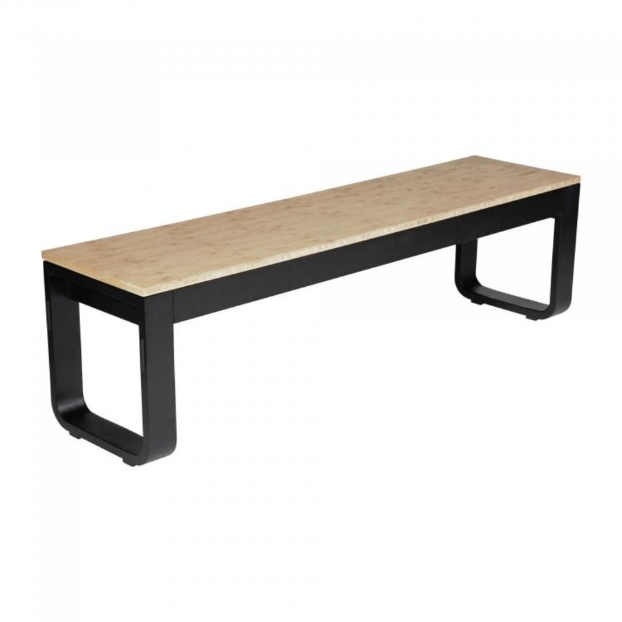 Foldable Bench FLOW | Aluminum | Black/Bamboo | 160x40x45cm