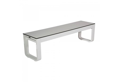  HorecaTraders Foldable Bench FLOW | Aluminium/Volkern | White | 160x40x45cm 