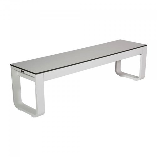  HorecaTraders Foldable Bench FLOW | Aluminium/Volkern | White | 160x40x45cm 