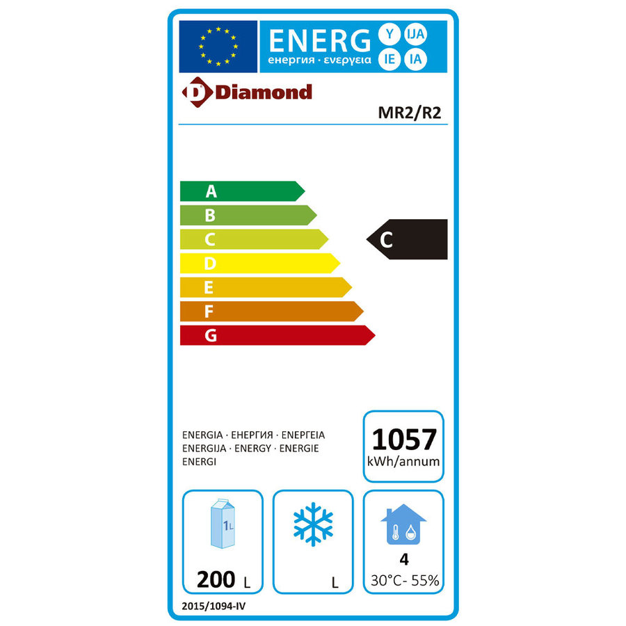 Table de refroidissement | Ventilé | 2 portes | GN 1/1 | 260 L | 1350 x 700 x 880/900 mm