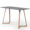 HorecaTraders Table à manger haute Wings Grande | Aluminium | Marbre gris | 180 x 80 x 110 cm