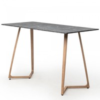 Table à manger haute Wings Grande | Aluminium | Marbre gris | 180 x 80 x 110 cm