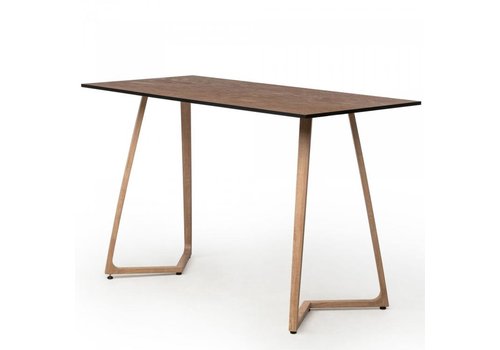  HorecaTraders Table à manger haute Wings Grande | Aluminium | Or | 180 x 80 x 110 cm 