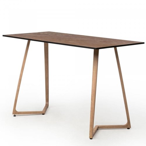  HorecaTraders Table à manger haute Wings Grande | Aluminium | Or | 180 x 80 x 110 cm 
