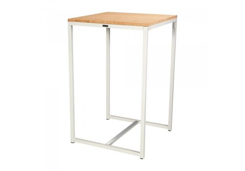  HorecaTraders Table haute Kubo Party | Acier | Blanc/Bambou | 70 x 70 x 110 cm 