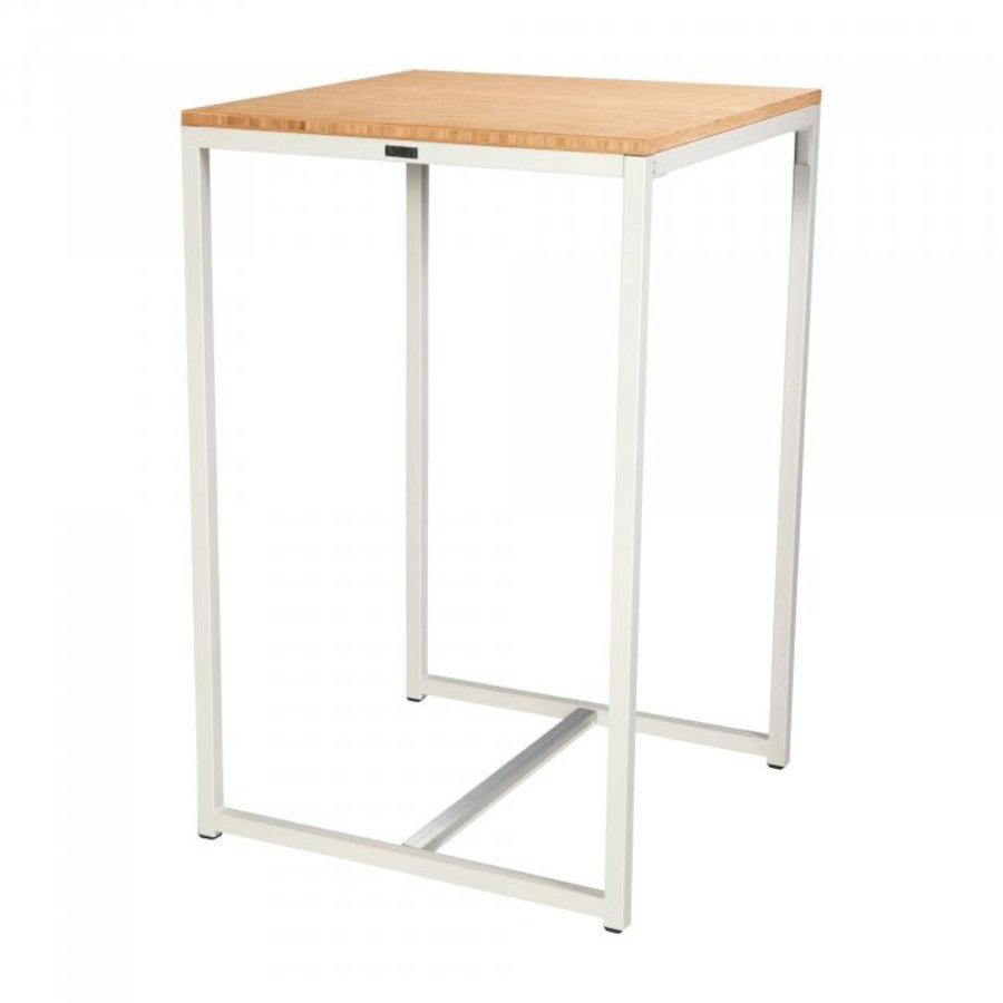Standing table Kubo Party | Steel | White/Bamboo | 70x70x110cm