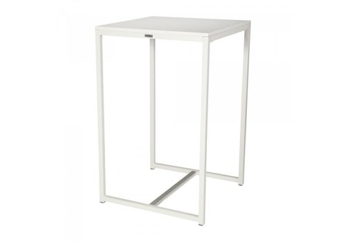  HorecaTraders Table haute Kubo Party | Acier/Mélamine | Blanc | 70 x 70 x 110 cm 