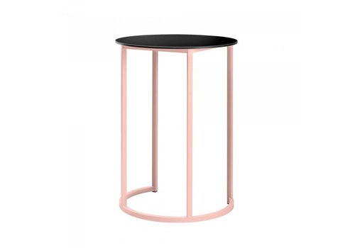  HorecaTraders Standing table Kubo Curve | Aluminium/Volkern | Pink/Black | Ø80 x 110 cm 