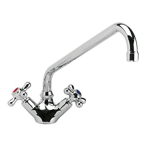  HorecaTraders Mischbatterie mit Schwenkfunktion | Edelstahl | 30 x 31 cm | Wasseranschluss 1/2 