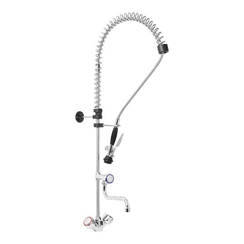  HorecaTraders Douche de pré-rinçage avec robinet | acier inoxydable | Raccordement eau 1/2 | 111 x 100 cm 