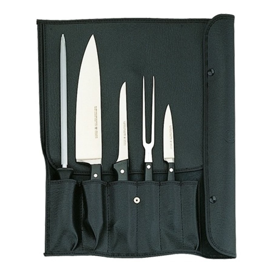 Knife case | Empty | Cap. 6 | Leatherette | Black | 41.5 x 42.5 cm