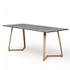 HorecaTraders Dining table Wings Dinner | Aluminium/Melamine | Oak/Grey Marble | 180x80x74cm