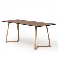 Table à manger Ailes Dîner | Aluminium/Mélamine | Chêne/Or | 180 x 80 x 74 cm
