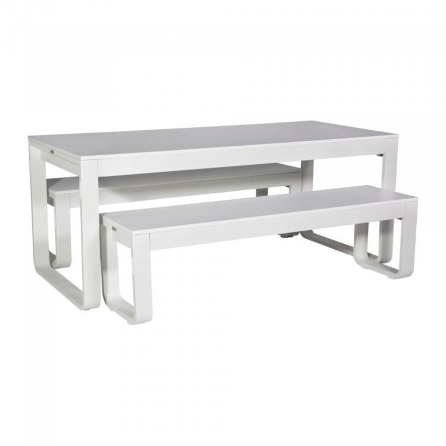 Flow Dinner Set | Aluminium/Melamine | White | Foldable | 180x80x74cm