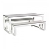 HorecaTraders Service de table Flow | Aluminium/Volkern | Blanc | Pliable | 180 x 80 x 74 cm