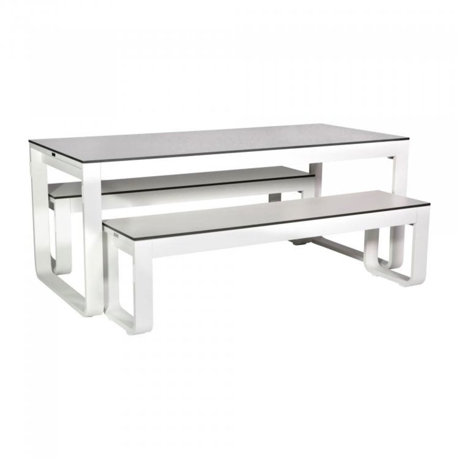 Service de table Flow | Aluminium/Volkern | Blanc | Pliable | 180 x 80 x 74 cm