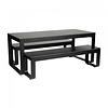 HorecaTraders Service de table Flow | Aluminium/Volkern | Noir | Pliable | 180 x 80 x 74 cm