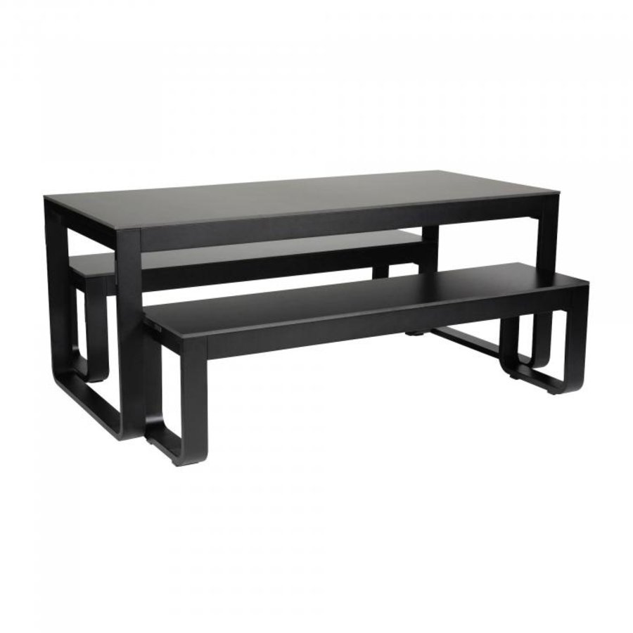Service de table Flow | Aluminium/Volkern | Noir | Pliable | 180 x 80 x 74 cm