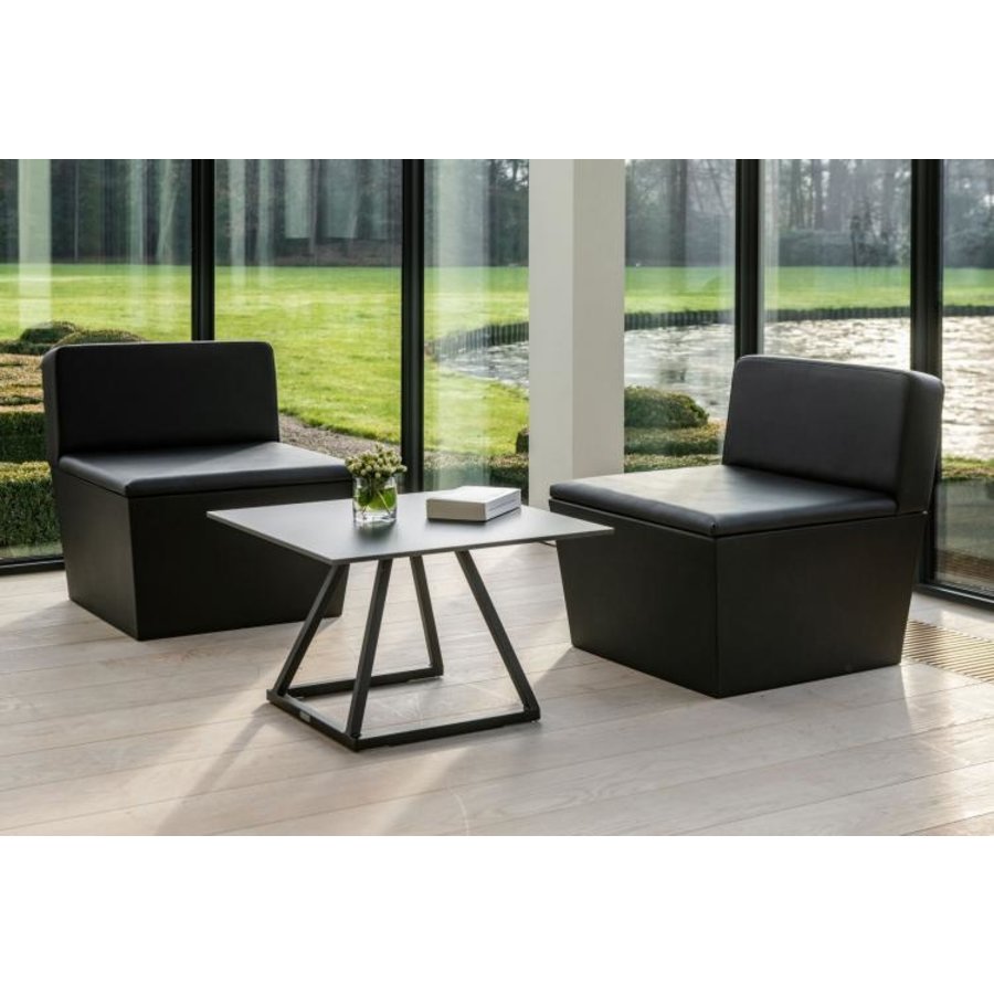 Table de salon Linea | Aluminium/Volkern | Noir | 12 kg | 70 x 70 x 45 cm