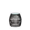 HorecaTraders Palm Pouf | PE Rattan | Black | Glass | Ø40 x 40 cm