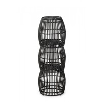 Palm Pouf | PE Rattan | Black | Glass | Ø40 x 40 cm