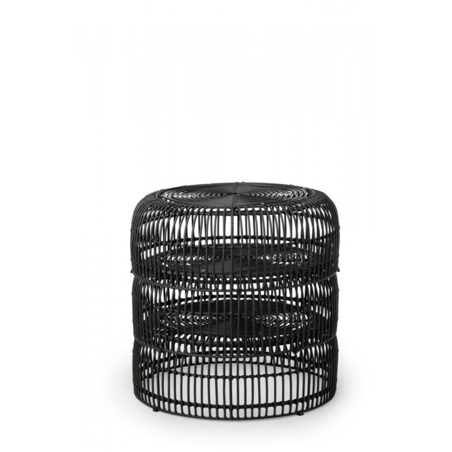 Palm Lounge Table | PE Rattan | Black | Glass | Ø80 x 40 cm