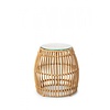 HorecaTraders Palm Pouf | PE Rattan | Beige | Glass | Ø40 x 40 cm