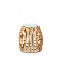 Palm Pouf | PE Rattan | Beige | Glass | Ø40 x 40 cm