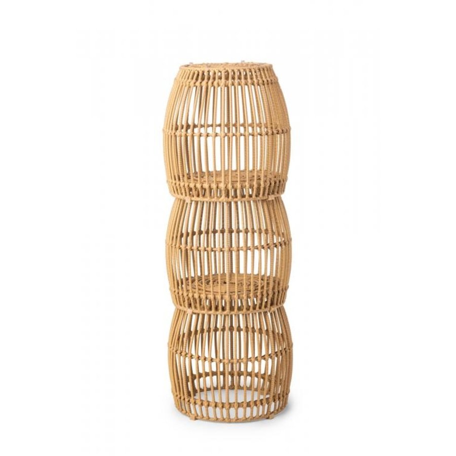 Pouf Palmier | Rotin PE | Beige | Verre | Ø40 x 40 cm