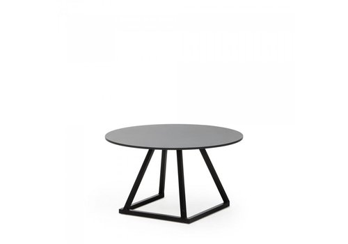  HorecaTraders Lounge table Linea Round | Aluminium/Volkern | Black | Ø80 x 35 cm 