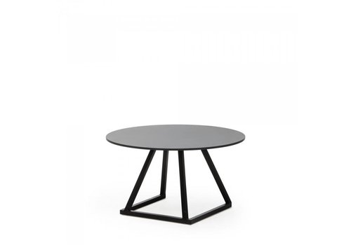  HorecaTraders Lounge table Linea Round | Aluminum/Volkern | Black | Ø80 x 35 cm 