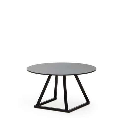  HorecaTraders Lounge table Linea Round | Aluminium/Volkern | Black | Ø80 x 35 cm 