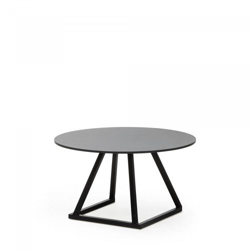 HorecaTraders Lounge table Linea Round | Aluminum/Volkern | Black | Ø80 x 35 cm 