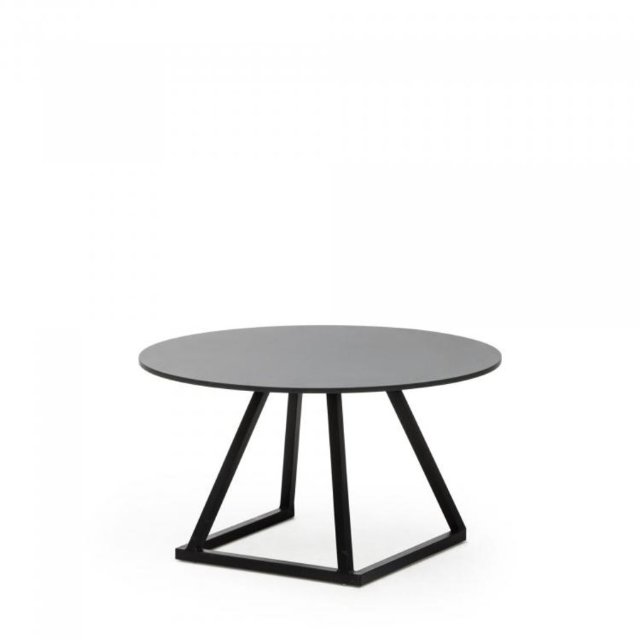 Lounge table Linea Round | Aluminum/Volkern | Black | Ø80 x 35 cm