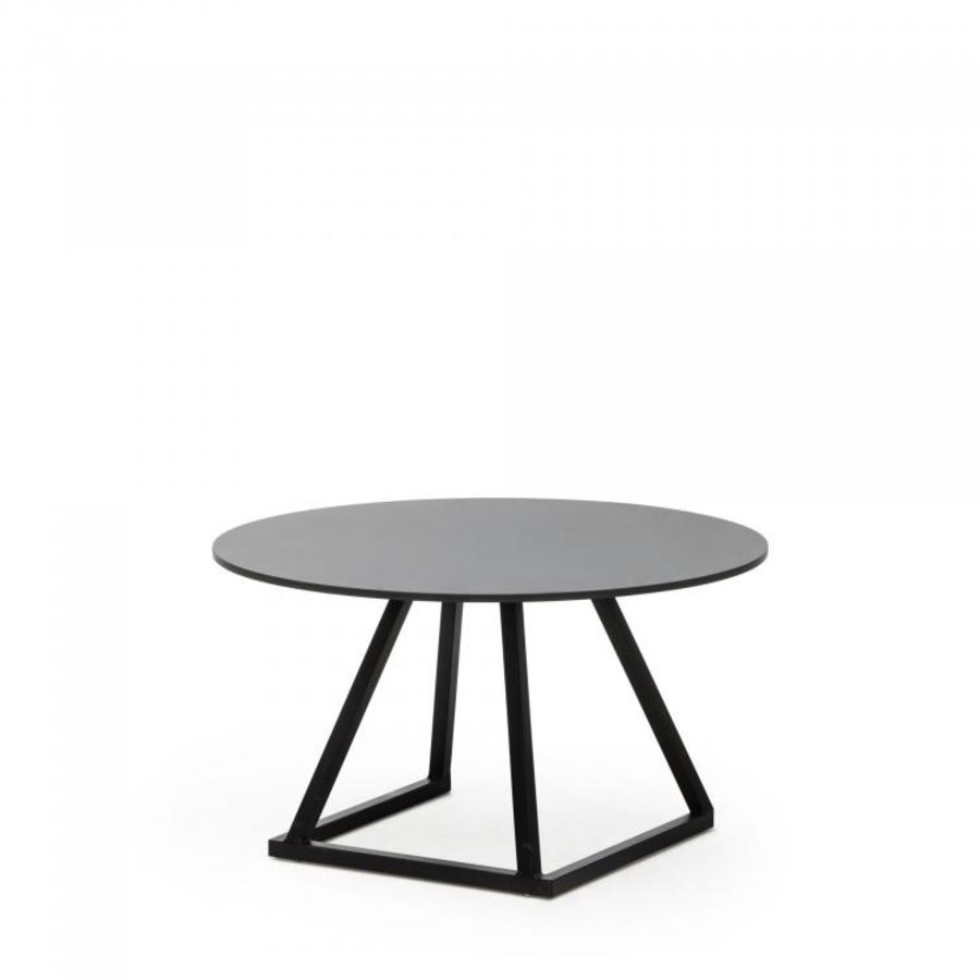 Loungetafel Linea Rond | Aluminium/Volkern | Zwart | Ø80 x 35 cm