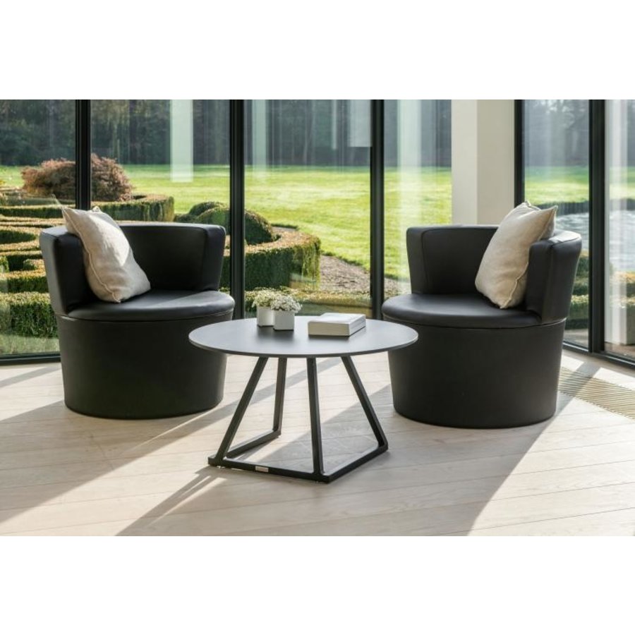 Table de salon Linea Ronde | Aluminium/Volkern | Noir | Ø80 x 35 cm