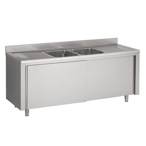  Combisteel Sink table | 2 sliding doors | 93kg | 200x70x90cm 
